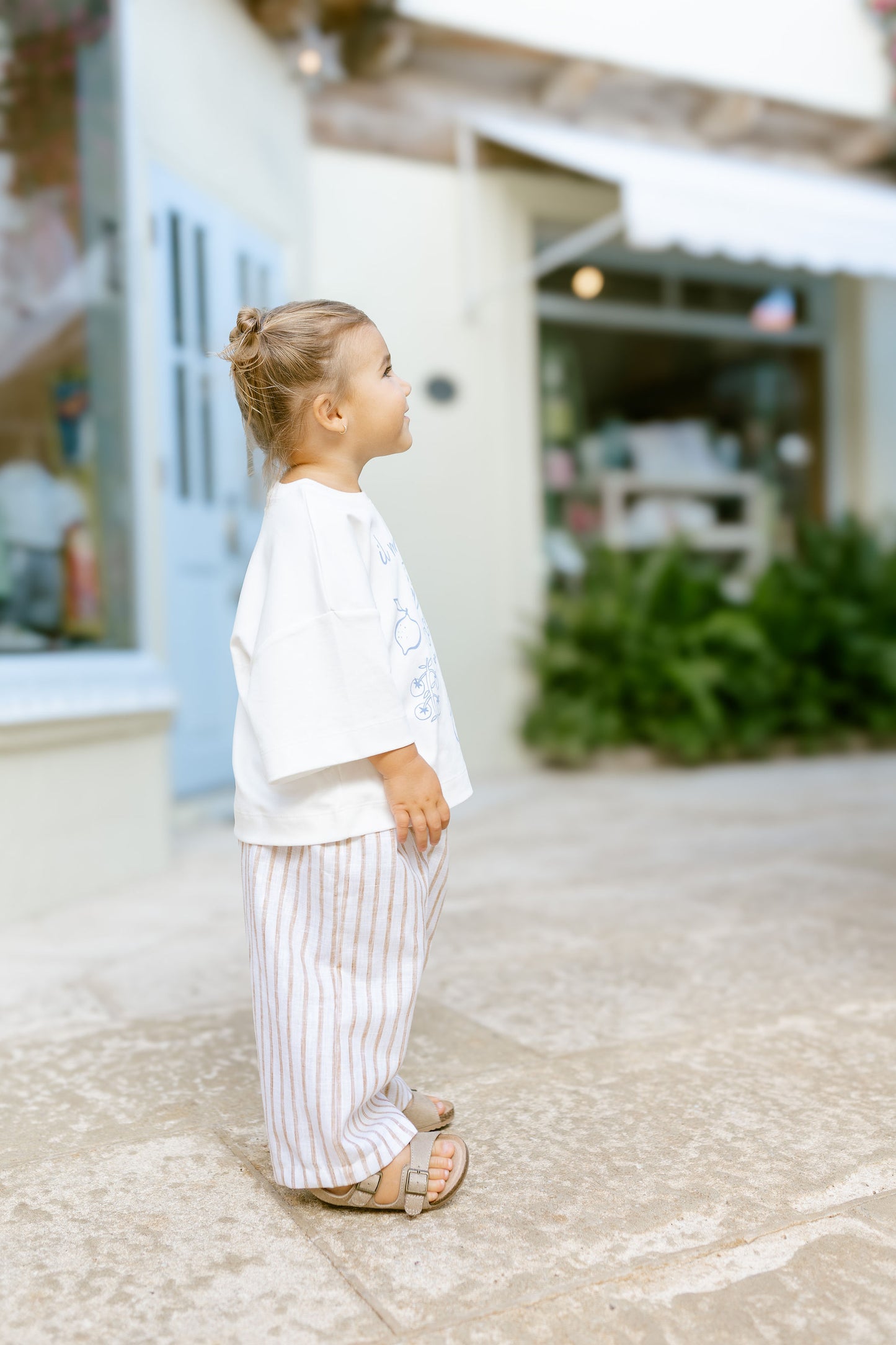 Linen Pant – Striped Beige