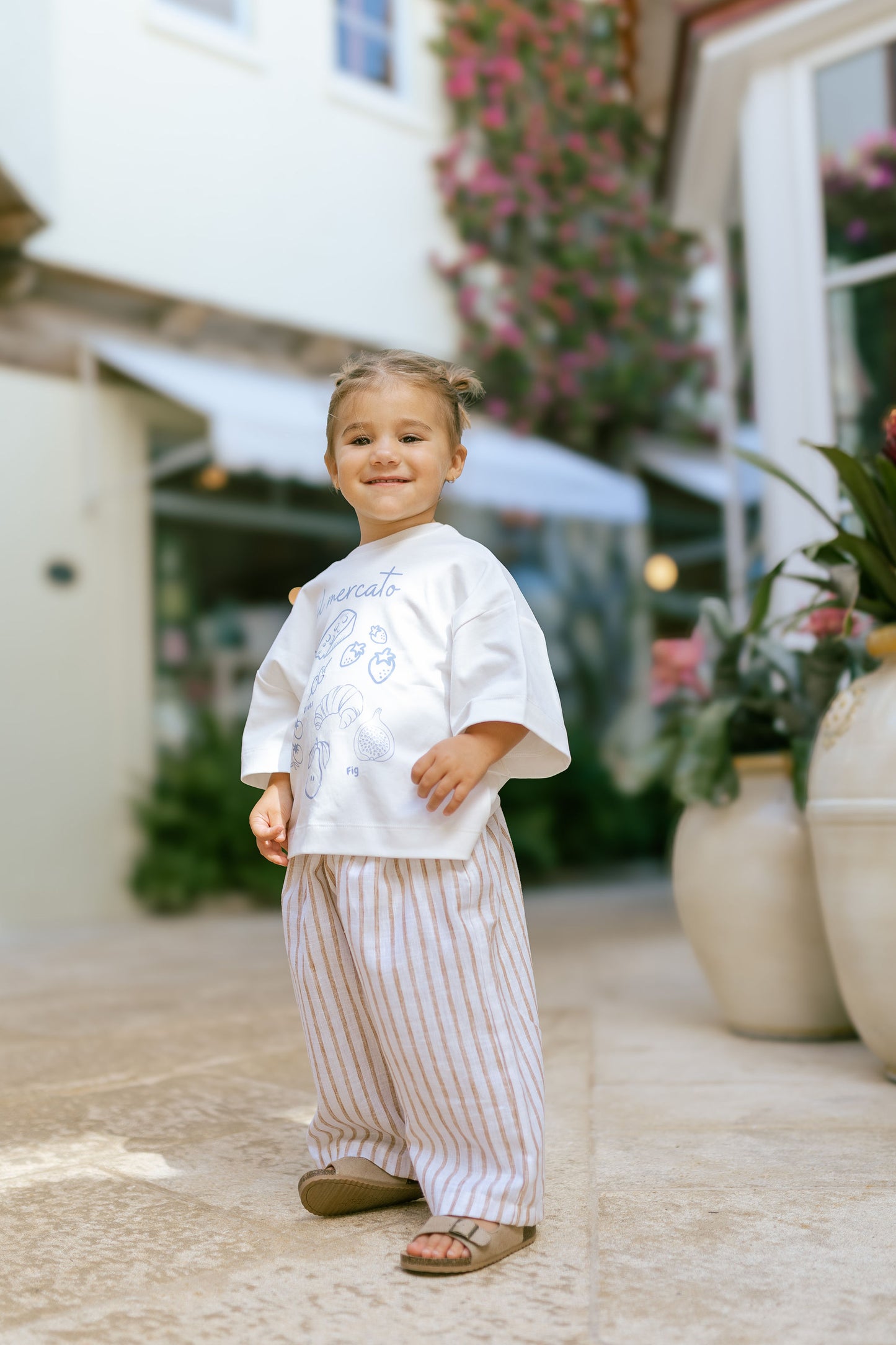 Linen Pant – Striped Beige