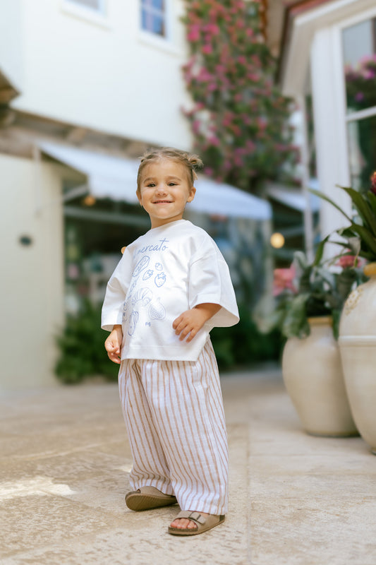 Linen Pant – Striped Beige
